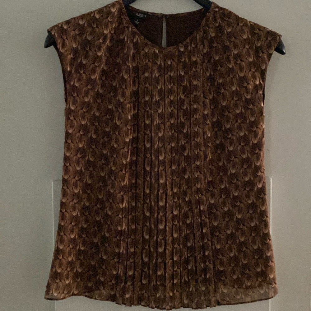 Talbots- Sleeveless Blouse- Brown/Black/Tan-Size-2